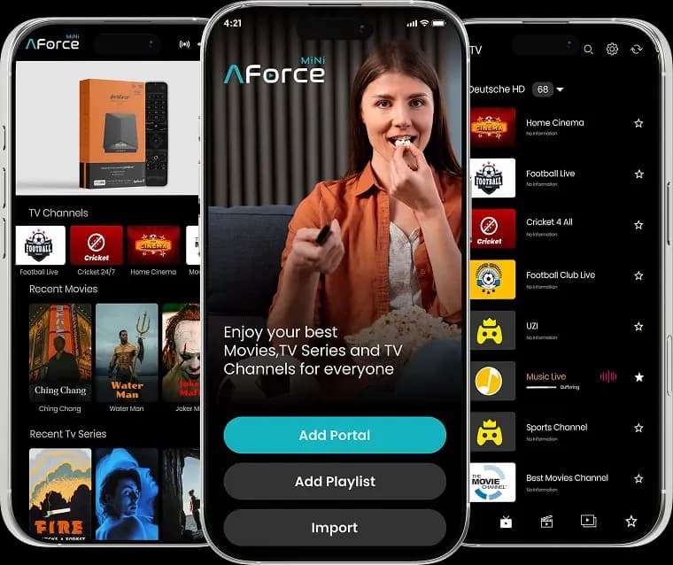 AppForce Mini mobile app shown on three smartphones, with one in front and two in the background.